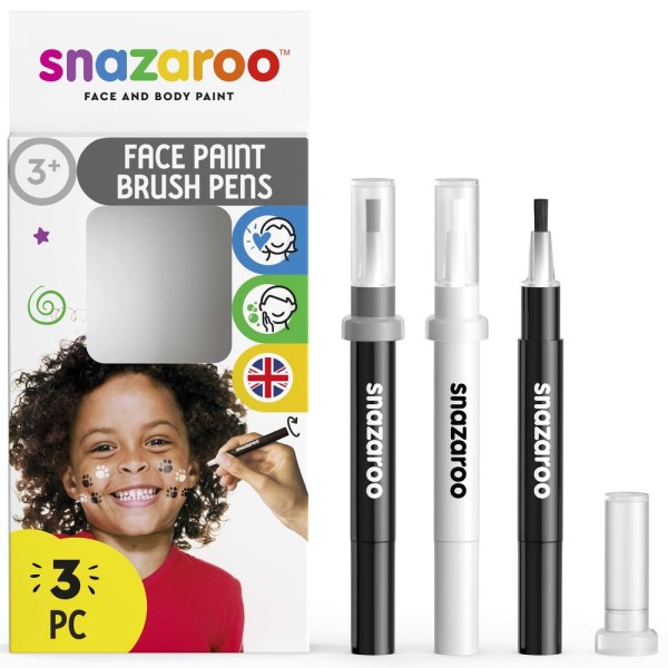 Snazaroo Pinselstift Set Schwarz Weiß Brush Pen Monochrome Pack Black an White