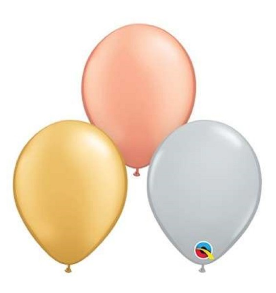 Qualatex Assortment Tri-Color Metallic 12,5cm 5 Inch Latex Luftballons
