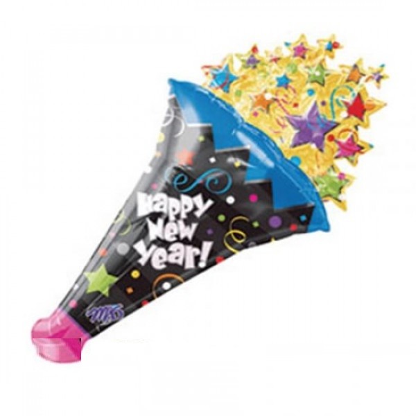 Party Horn Happy New Year Folienballon 127cm 50"