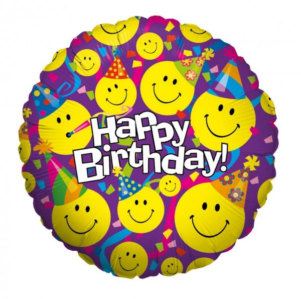 Happy Birthday Smiley Folienballon 45cm