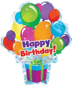 Happy Birthday Surprise Geschenk mit Ballons Folienballon 53cm 21"