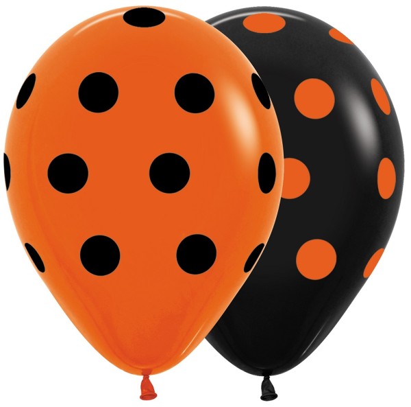 Polka Dots Fashion Orange und Black 30cm 12" Latex Luftballons Sempertex