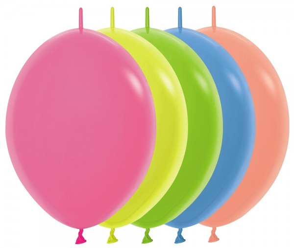Link o Loon 200 Neon Assortment 30cm 12" Latex Luftballons Sempertex