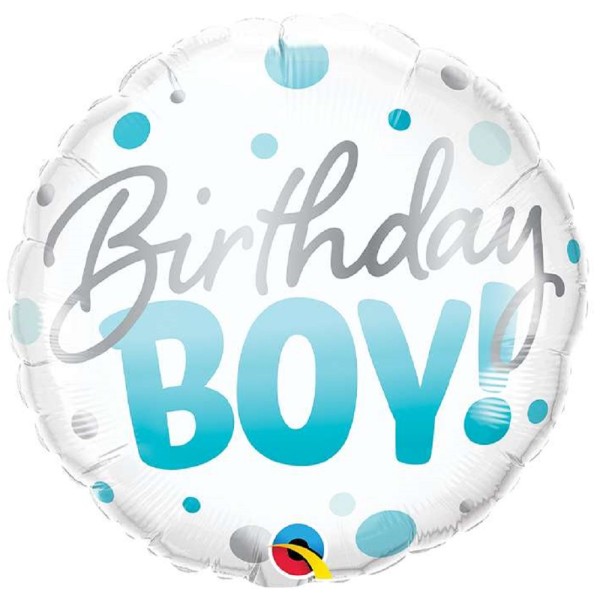 Birthday Boy Blue Dots Folienballon 46cm 18''