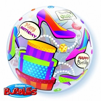 Qualatex Bubble Birthday Girl Shopping 22" 56cm Luftballon