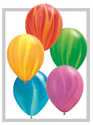 Qualatex SuperAgate Rainbow Sortiment Regenbogen marmoriert 27,5 cm 11" Latex Luftballons