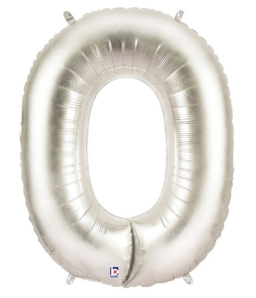 Große Folienballon Zahl 0 Silber - 101cm 40''