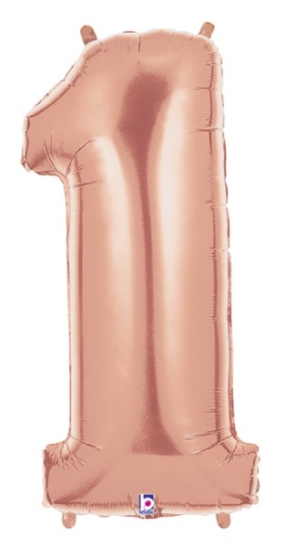 Große Folienballon Zahl 1 (rose Gold) - 101cm