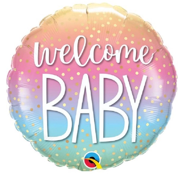 Welcome Baby Confetti Dots Folienballon 46cm 18 Inch Geburt