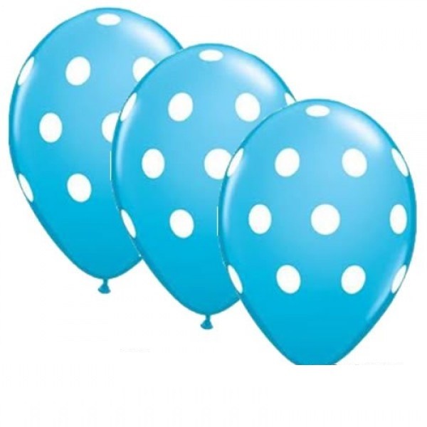 Big Polka Dots Robins Egg Blue 27,5cm 11" Latex Luftballons Qualatex