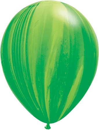 Qualatex SuperAgate Green Rainbow Regenbogen grün marmoriert 27,5cm 11" Latex Luftballons