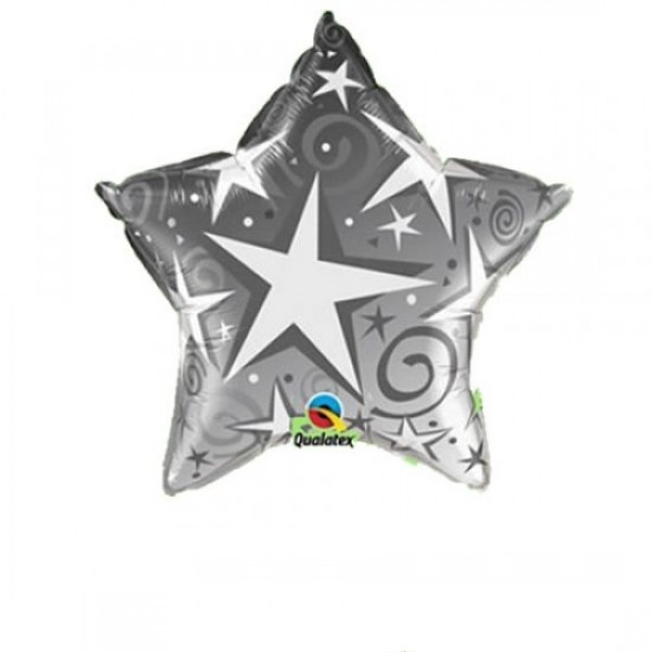 Mini Folienballon Starblust Stern silber 22,5cm 9"