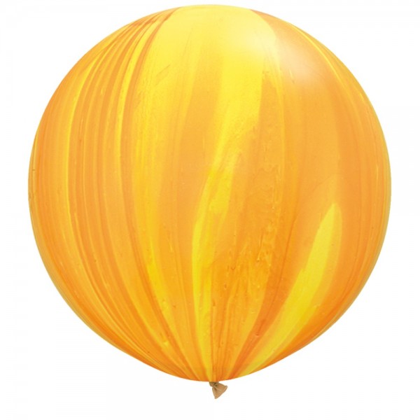 Qualatex SuperAgate Yellow Orange Gelb Orange Rainbow Regenbogen marmoriert 75cm 30" Latex Luftball