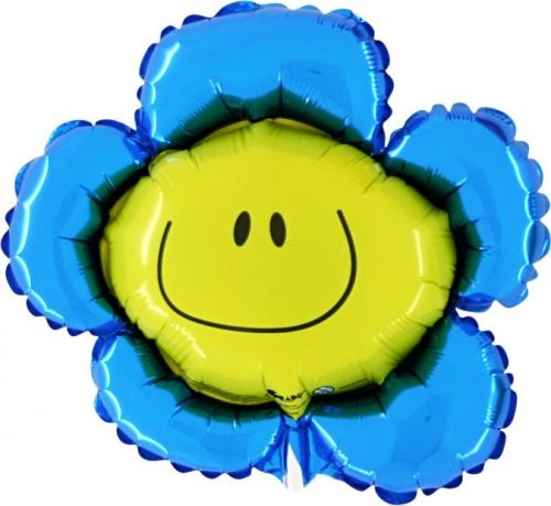 Blumen Smiley Flower blau Folienballon - 104cm