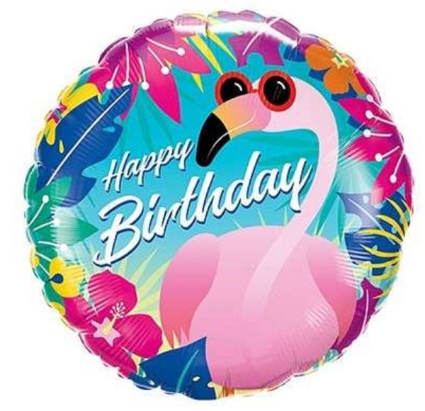 Happy Birthday Tropical Flamingo Folienballon 46cm 18 Inch
