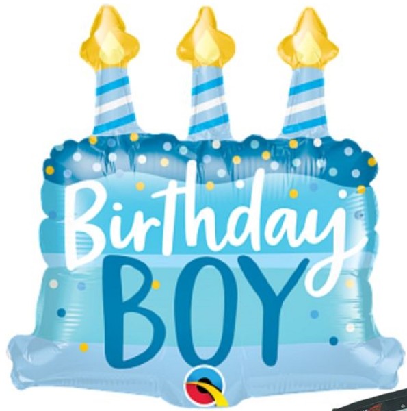 Mini Folienballon Birthday Boy Cake and Candles 36cm 14 Inch