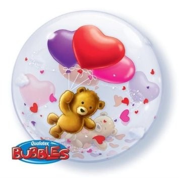 Qualatex Bubble Teddybär mit Herzen 22" 56cm Luftballon