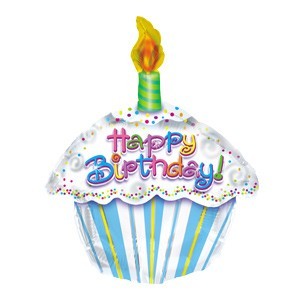 Mini Folienballon Geburtstagsmuffin mit Kerze 35cm 14"