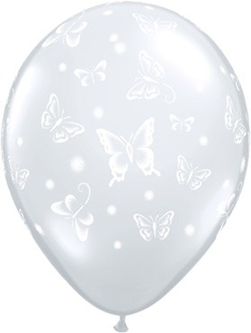 Butterfly Schmetterling Diamond Clear 12,5cm 5" Latex Luftballons Qualatex