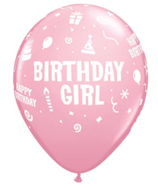 Birthday Girl Pink Rosa 27,5cm 11 Inch Latex Luftballons Qualatex