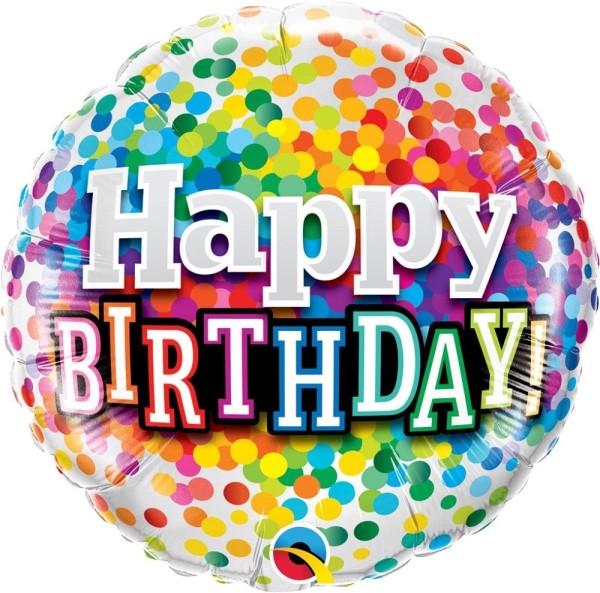 Happy Birthday Rainbow Confetti Folienballon 46cm 18 Inch 
