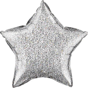 Folienballon Stern Glittergraphic Silver (Silber) - 50 cm