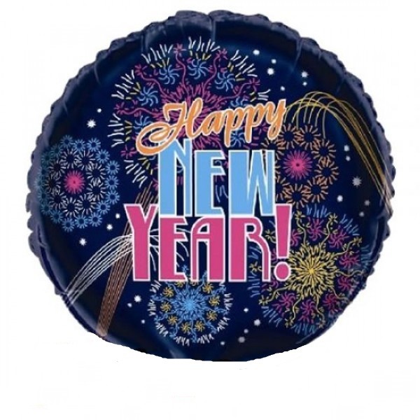 Silvester Happy New Year Feuerwerk Folienballon 45cm 18"