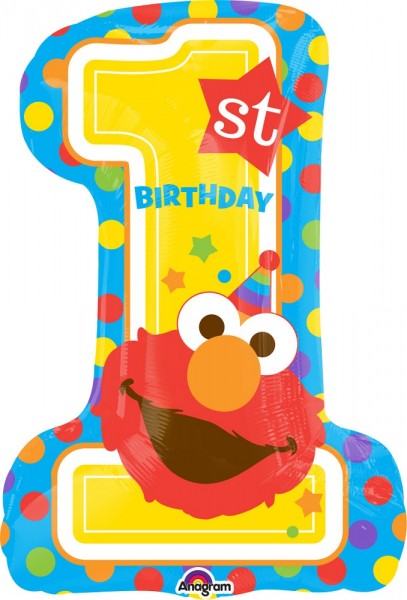 1 st Birthday Elmo Sesamstraße Folienballon - 71cm 28"
