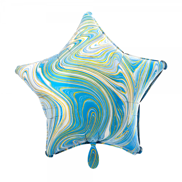 Stern marmoriert Marblez Blue Folienballon - 43cm 17''
