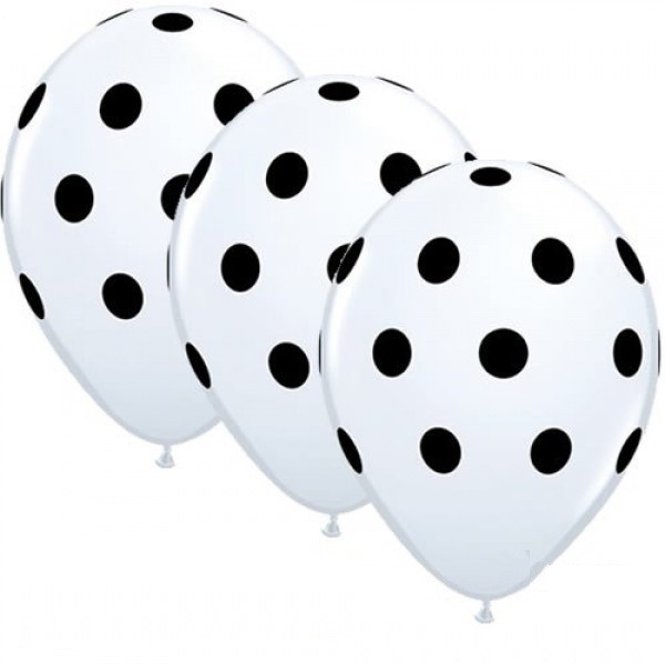 Big Polka Dots Weiß 27,5cm 11" Latex Luftballons Qualatex