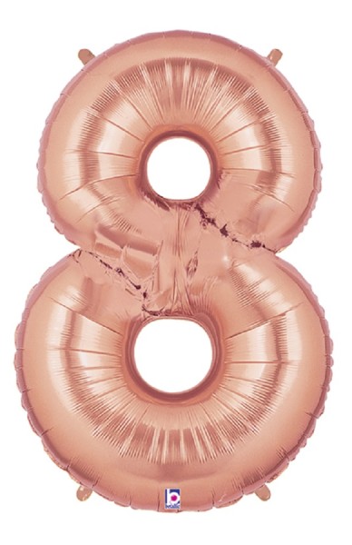 Große Folienballon Zahl 8 (rose Gold) - 101cm