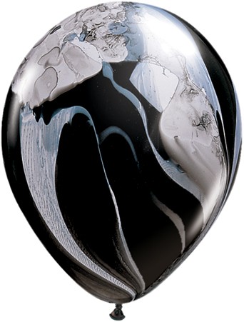 Qualatex SuperAgate Black und White schwarzweiß marmoriert 27,5 cm 11" Latex Luftballons
