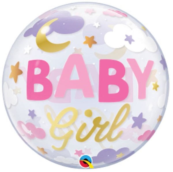 Qualatex Bubble Baby Girl Sweet Dreams 22" 56cm Luftballon Geburt