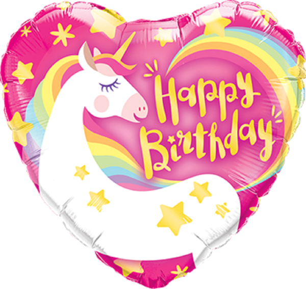 Mini Folienballon Happy Birthday Einhorn Regenbogen 22,5cm 9"