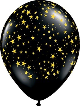 Sterne / Stars schwarz Gold 27,5cm 11" Latex Luftballons Qualatex