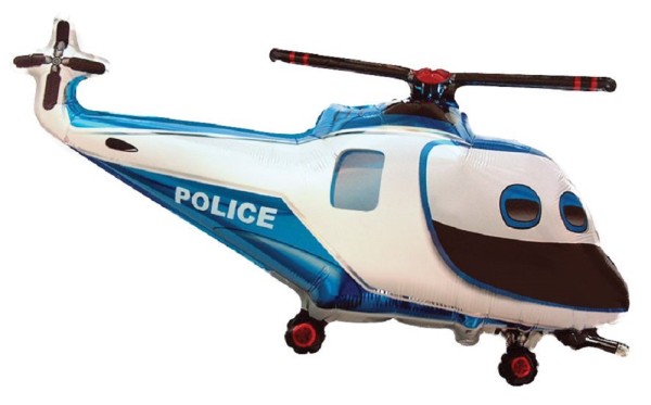 Helikopter Polizei Police Hubschrauber Blau Folienballon 96 x 57cm