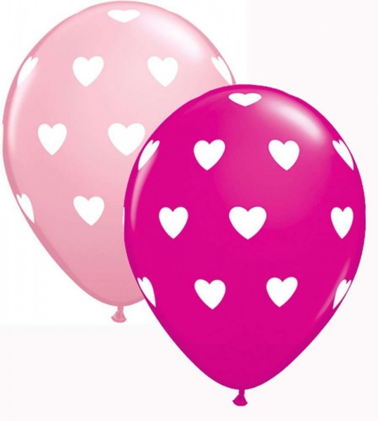 Big Hearts Sortiment Herzen 27,5cm 11" Latex Luftballons Qualatex