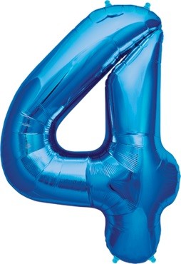North Star Folienballon Zahl 4 (blau) - 86cm