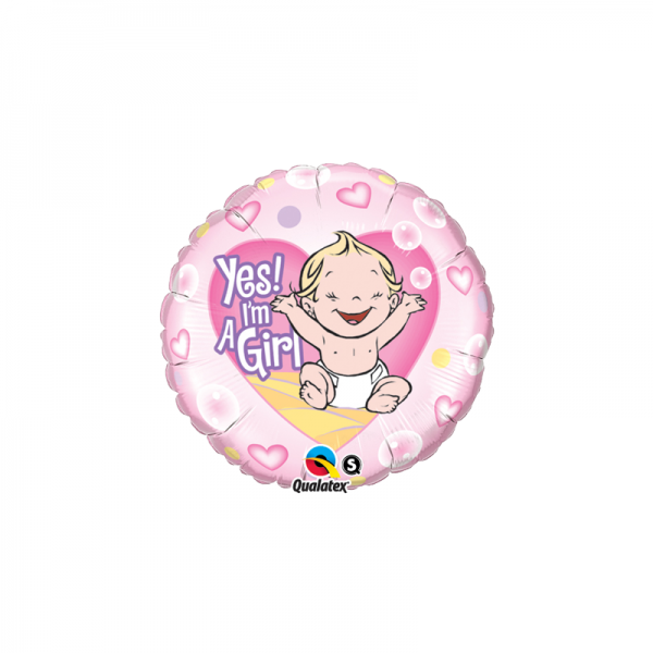 Baby Girl - yes i`m a Girl Folienballon - 46cm 18"