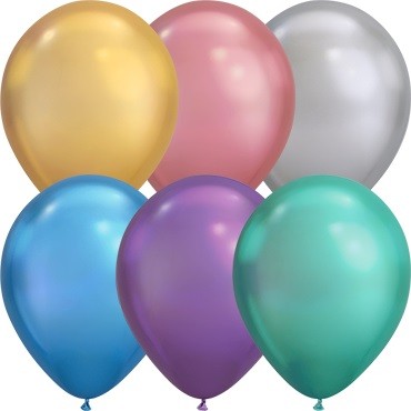 Qualatex Chrome Sortiment (bunt gemischt) 27,5cm 11" Latex Luftballons