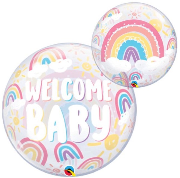 Qualatex Bubble Welcome Baby Rainbows 22" 56cm Luftballon