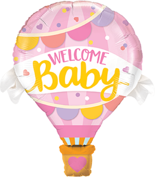 Welcome Baby Heißluftballon Folienballon Microfoil - 107cm 42''