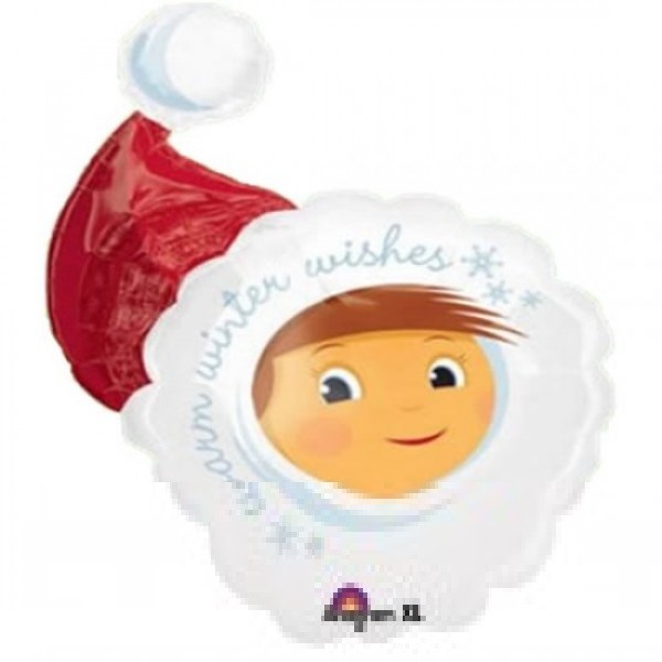 Mädchen mit Weihnachtsmütze Folienballon 71 cm 28"