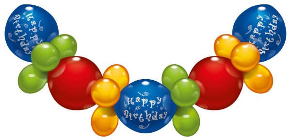 Happy Birthday Girlande 32 teilig Latex Luftballon ca. 2,1m