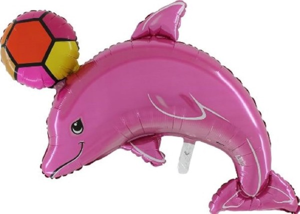 Delfin pink mit Ball Folienballon 114cm 45 Inch