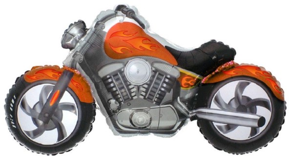 Motorrad Custom Bike Orange Folienballon 115 x 57cm