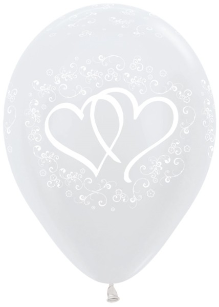 Entwinted Hearts Pearl White 30cm 12" Latex Luftballons Sempertex