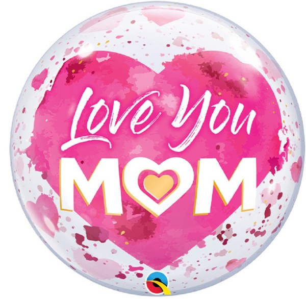 Qualatex Bubble Love You Mom Pink Heart 56cm 22 Inch