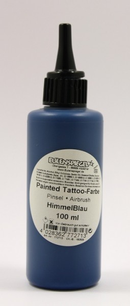 Painted und Airbrush Tattoo Farbe Himmelblau 100 ml Eulenspiegel