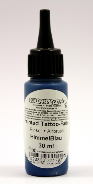 Painted und Airbrush Tattoo Farbe Himmelblau 30 ml Eulenspiegel